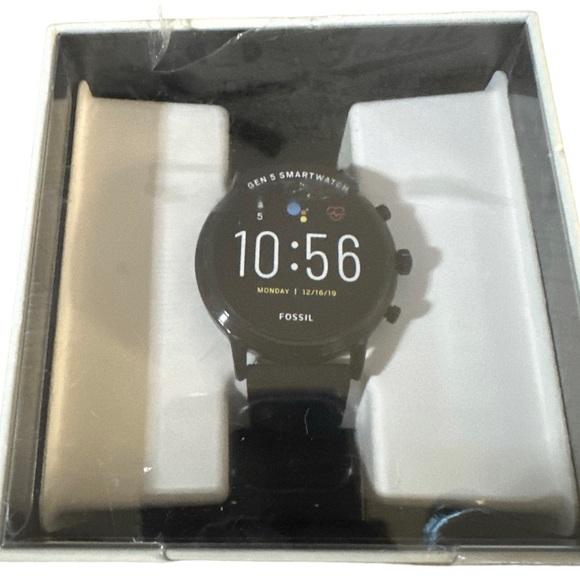 NIB Fossil Gen 5 4mm Black Silicone Black Smartwatch - FTW4025